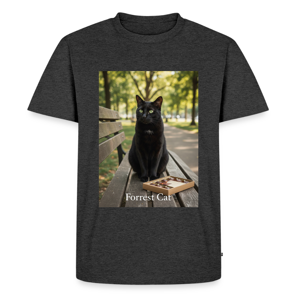 Forrest Cat – Krümel wartet | Männer Premium T-Shirt - Anthrazit meliert
