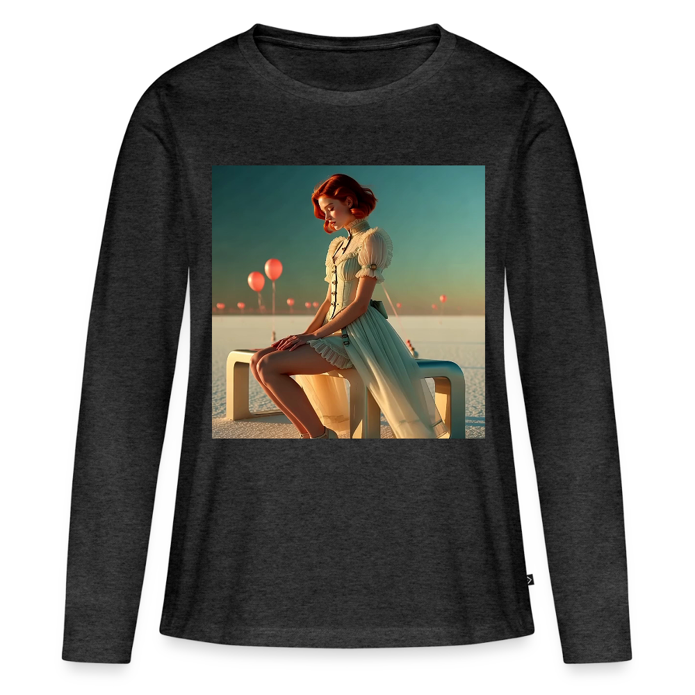 Leise Gedanken bei lauter Farben | Frauen Premium Bio Langarmshirt - Anthrazit meliert