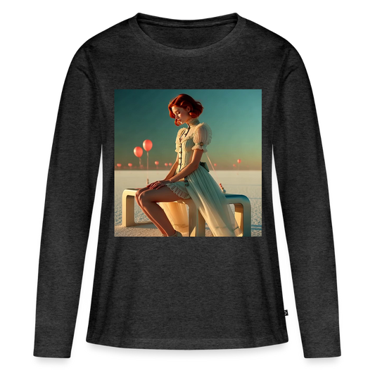 Leise Gedanken bei lauter Farben | Frauen Premium Bio Langarmshirt - Anthrazit meliert