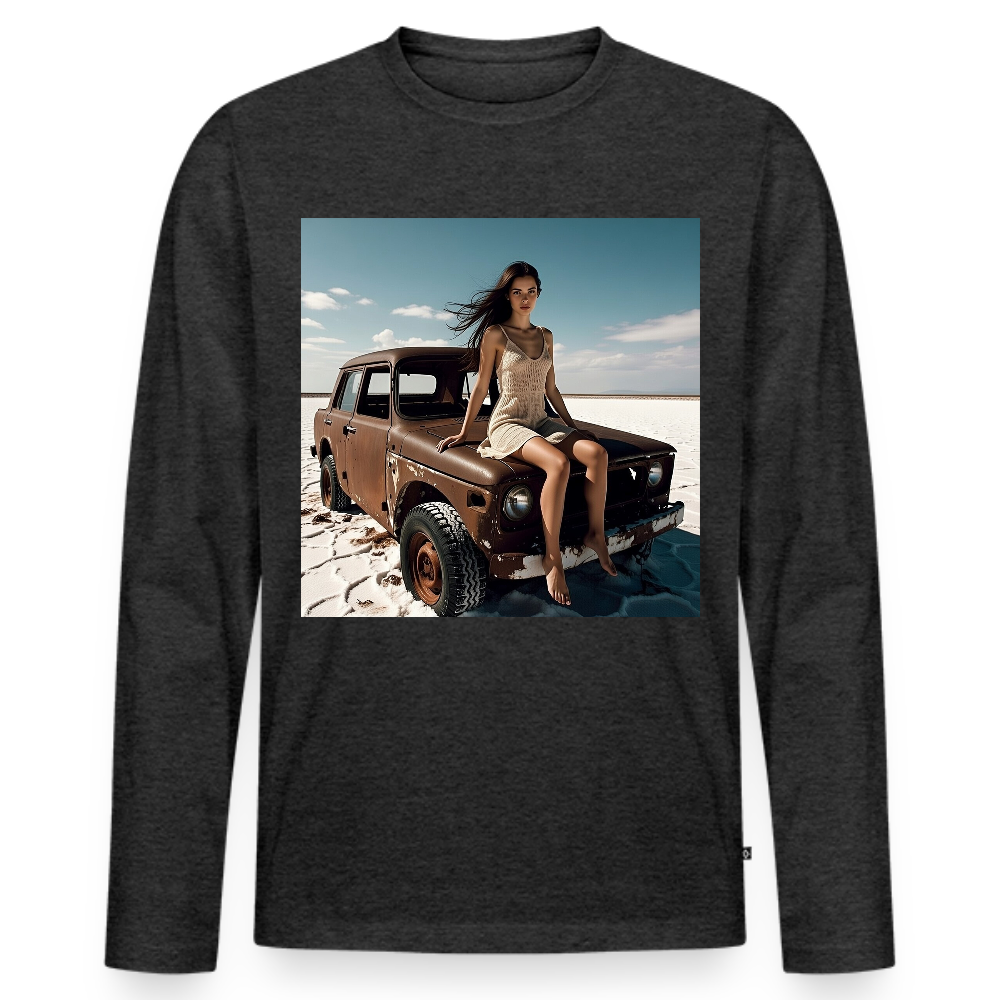 Warten auf irgendwas | Männer Premium Bio Langarmshirt - Anthrazit meliert