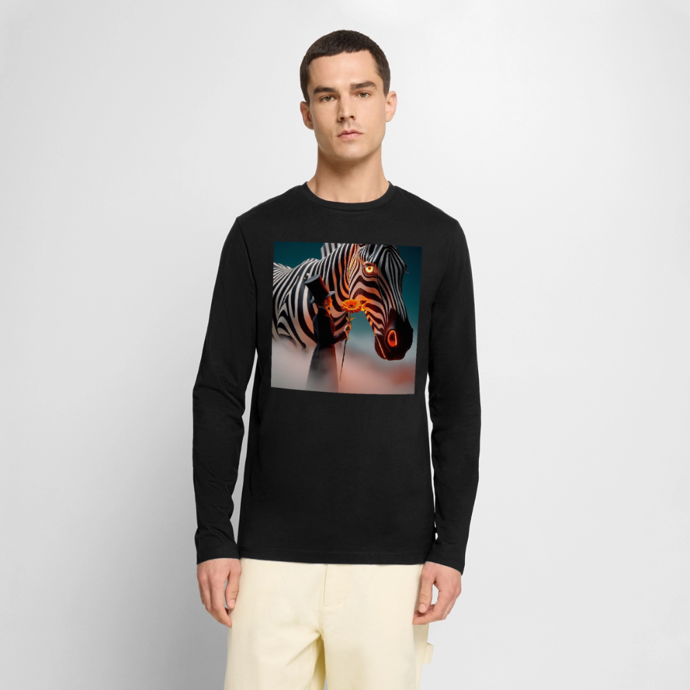 Blumen für ein Zebra | Männer Premium Bio Langarmshirt - Schwarz