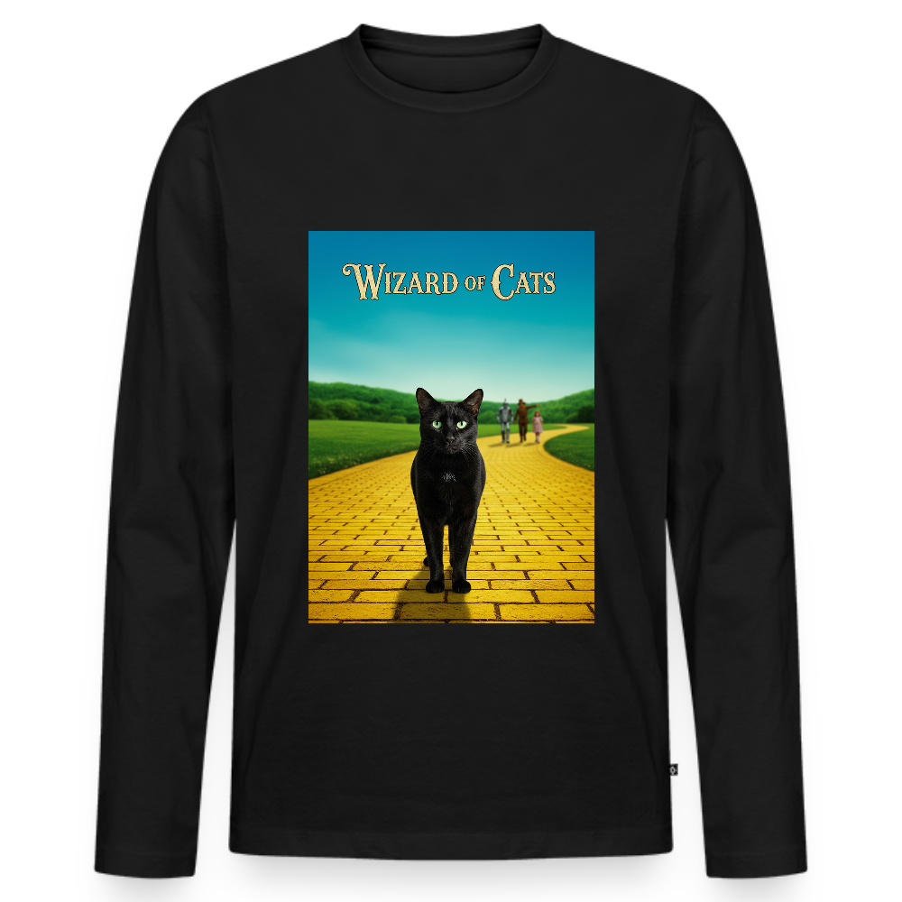 Wizard of Cats – Der gelbe Weg gehört Krümel | Männer Premium Bio Langarmshirt - Schwarz