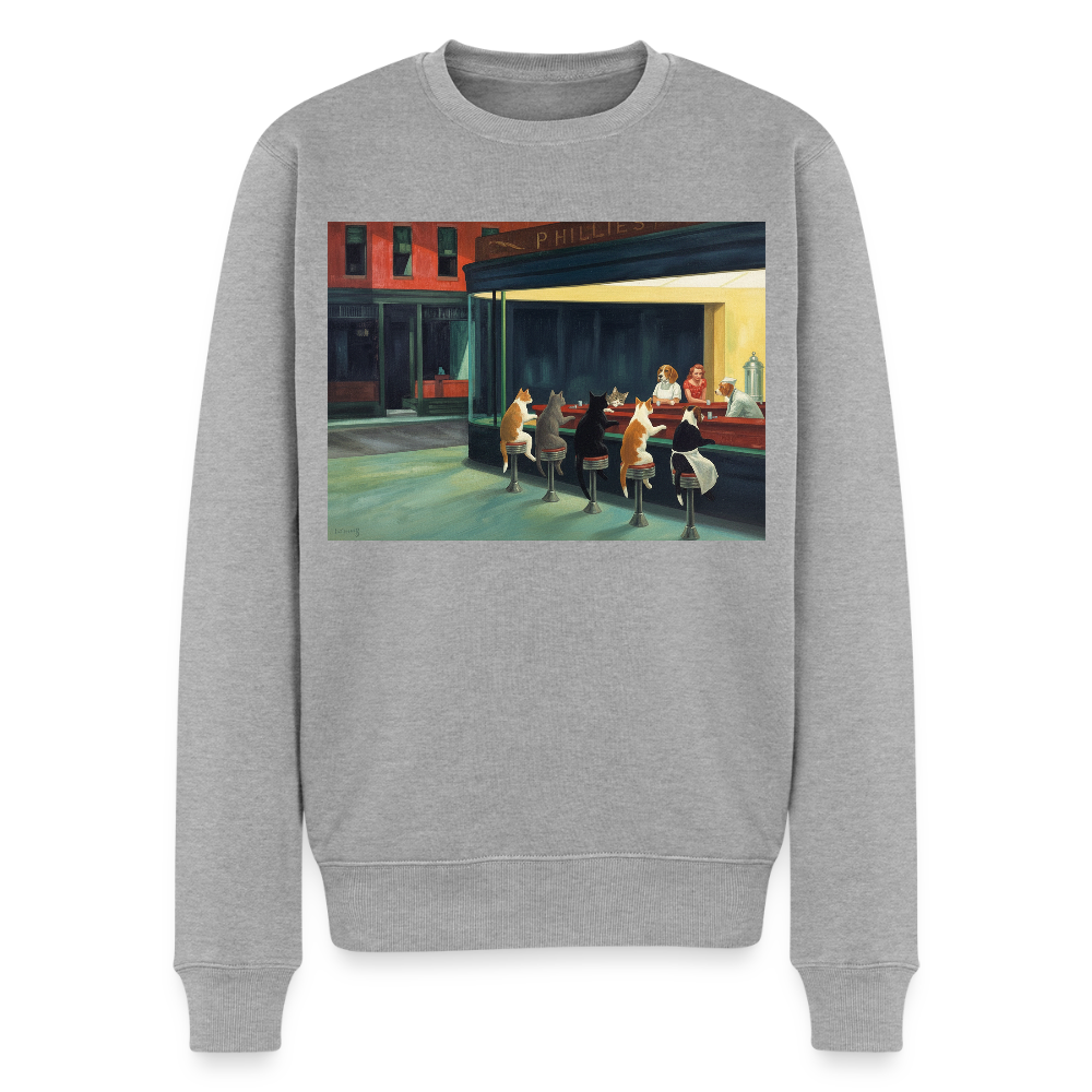 Wenn Hopper Katzen gemalt hätte |  Männer Premium Pullover - Grau meliert