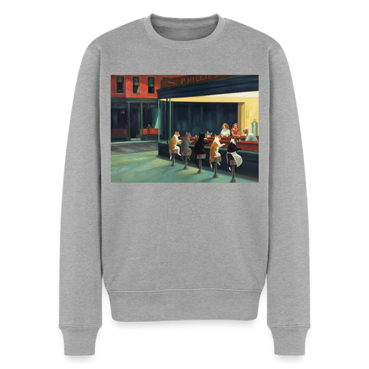 Wenn Hopper Katzen gemalt hätte |  Männer Premium Pullover - Grau meliert