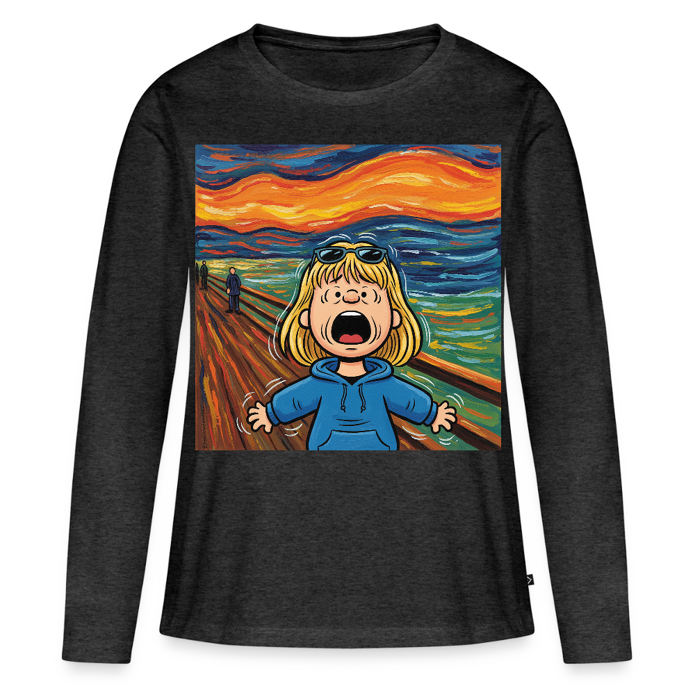 Der Schrei… manchmal bist du es selbst | Frauen Premium Bio Langarmshirt - Anthrazit meliert