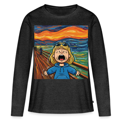 Der Schrei… manchmal bist du es selbst | Frauen Premium Bio Langarmshirt - Anthrazit meliert
