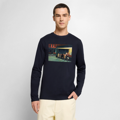 Wenn Hopper Katzen gemalt hätte | Männer Premium Bio Langarmshirt - Navy