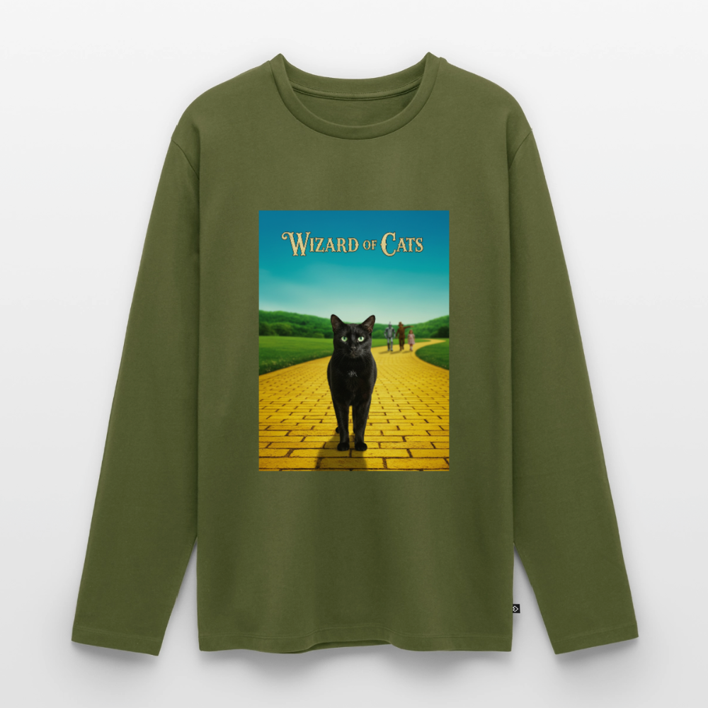Wizard of Cats – Der gelbe Weg gehört Krümel | Männer Premium Bio Langarmshirt - Khaki