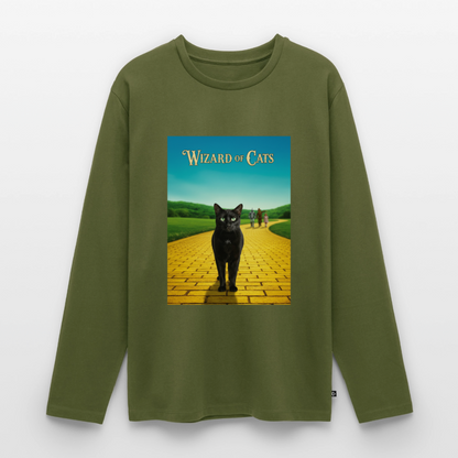 Wizard of Cats – Der gelbe Weg gehört Krümel | Männer Premium Bio Langarmshirt - Khaki
