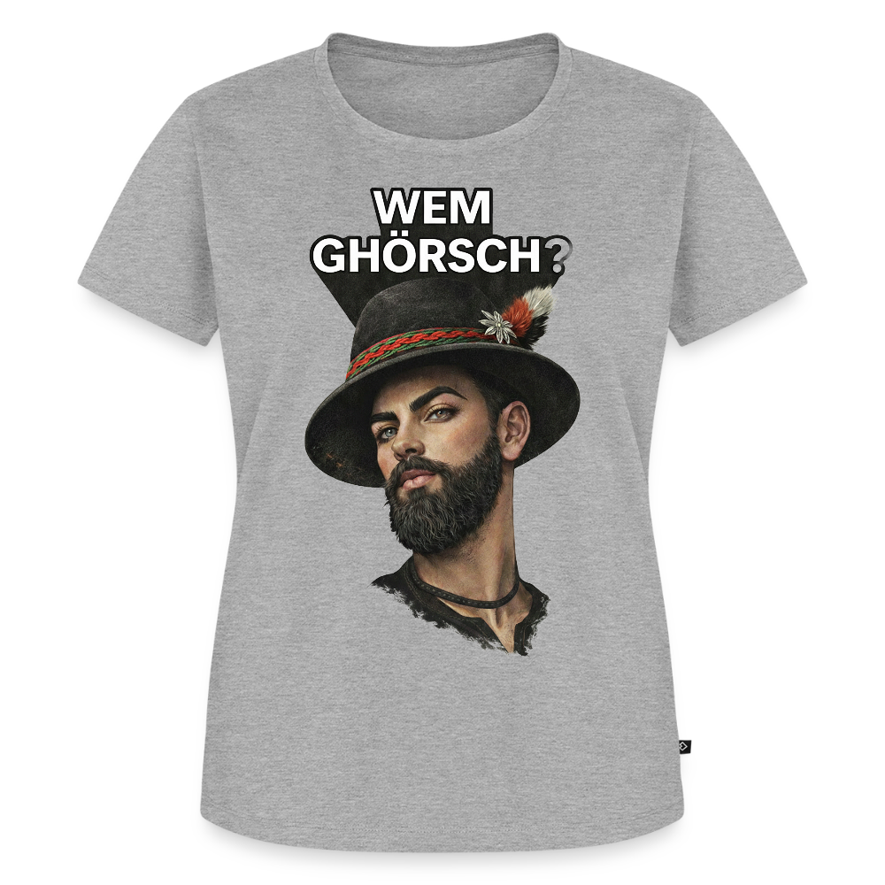 Wem ghörsch? – Alemannische Klärung | Frauen Premium T-Shirt - Grau meliert