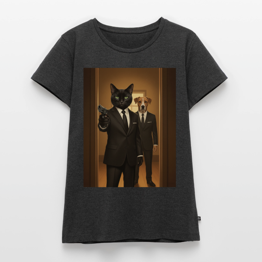 Krümel – Say Meow Again | Frauen Premium T-Shirt - Anthrazit meliert