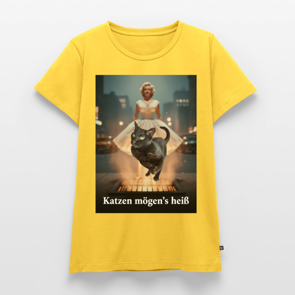Katzen mögen’s heiß | Frauen Premium T-Shirt - Gelb