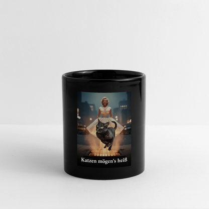 Katzen mögen’s heiß | Tasse einfarbig - Schwarz