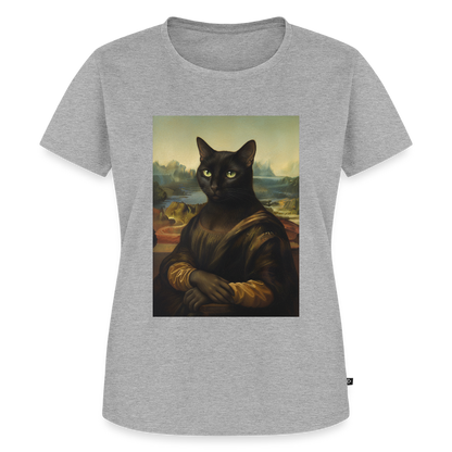 Mona Lisa… aber es ist eine Katze | Frauen Premium T-Shirt - Grau meliert