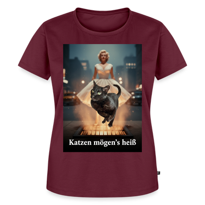 Katzen mögen’s heiß | Frauen Premium T-Shirt - Burgunderrot