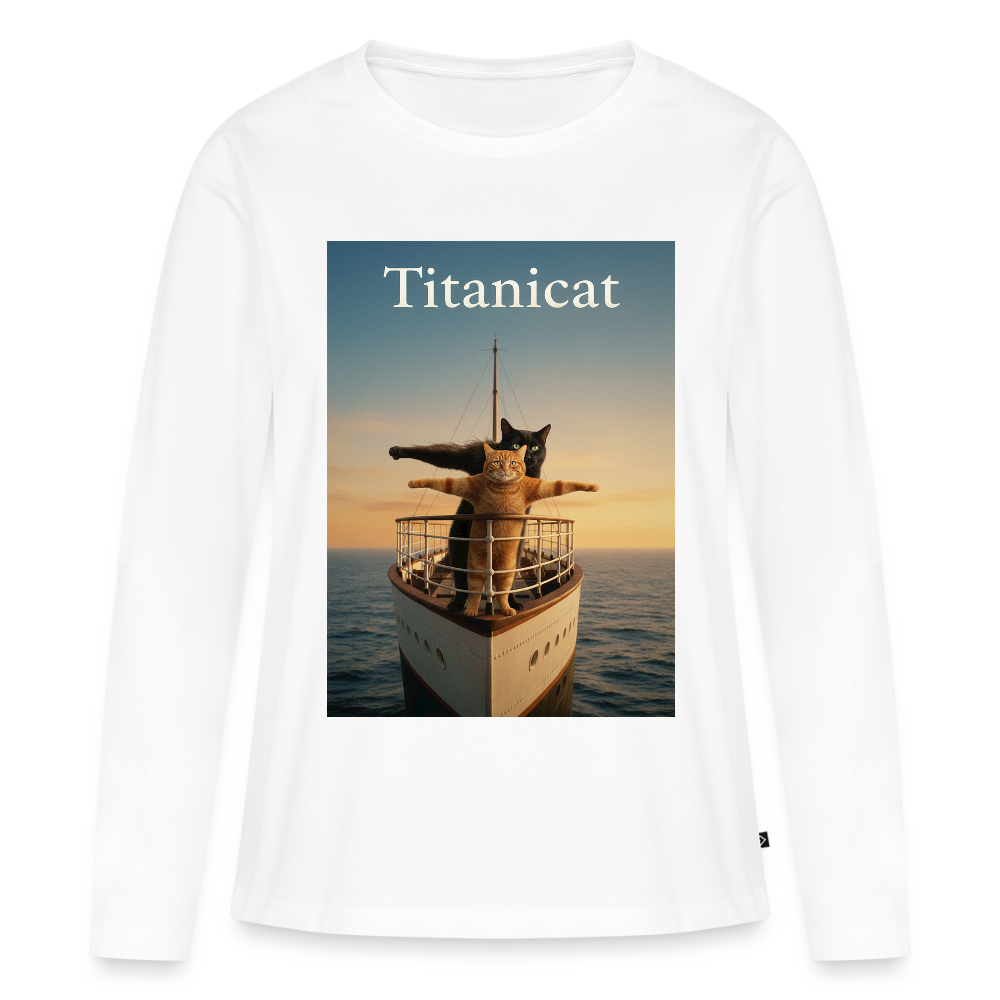 Titanicat – Ich bin der König der Kratzbäume | Frauen Premium Bio Langarmshirt - Weiß