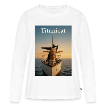 Titanicat – Ich bin der König der Kratzbäume | Frauen Premium Bio Langarmshirt - Weiß