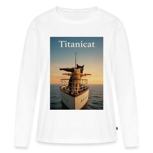 Titanicat – Ich bin der König der Kratzbäume | Frauen Premium Bio Langarmshirt - Weiß