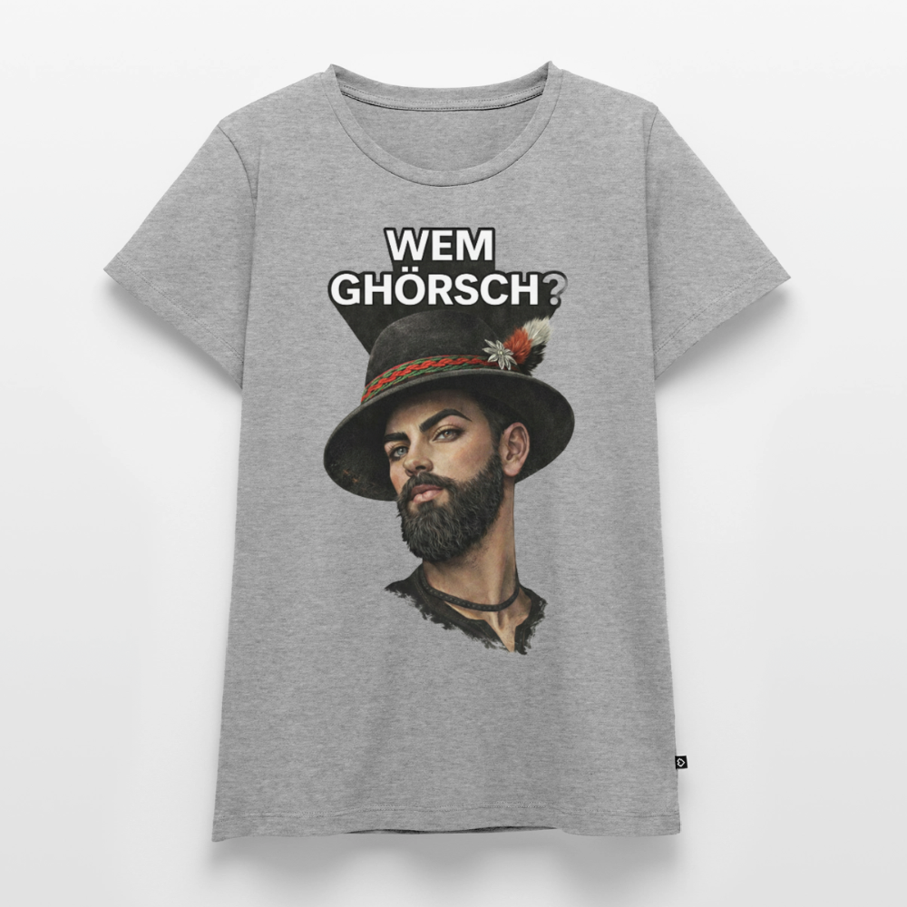Wem ghörsch? – Alemannische Klärung | Frauen Premium T-Shirt - Grau meliert