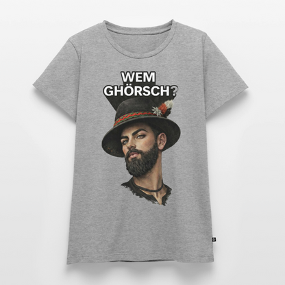 Wem ghörsch? – Alemannische Klärung | Frauen Premium T-Shirt - Grau meliert