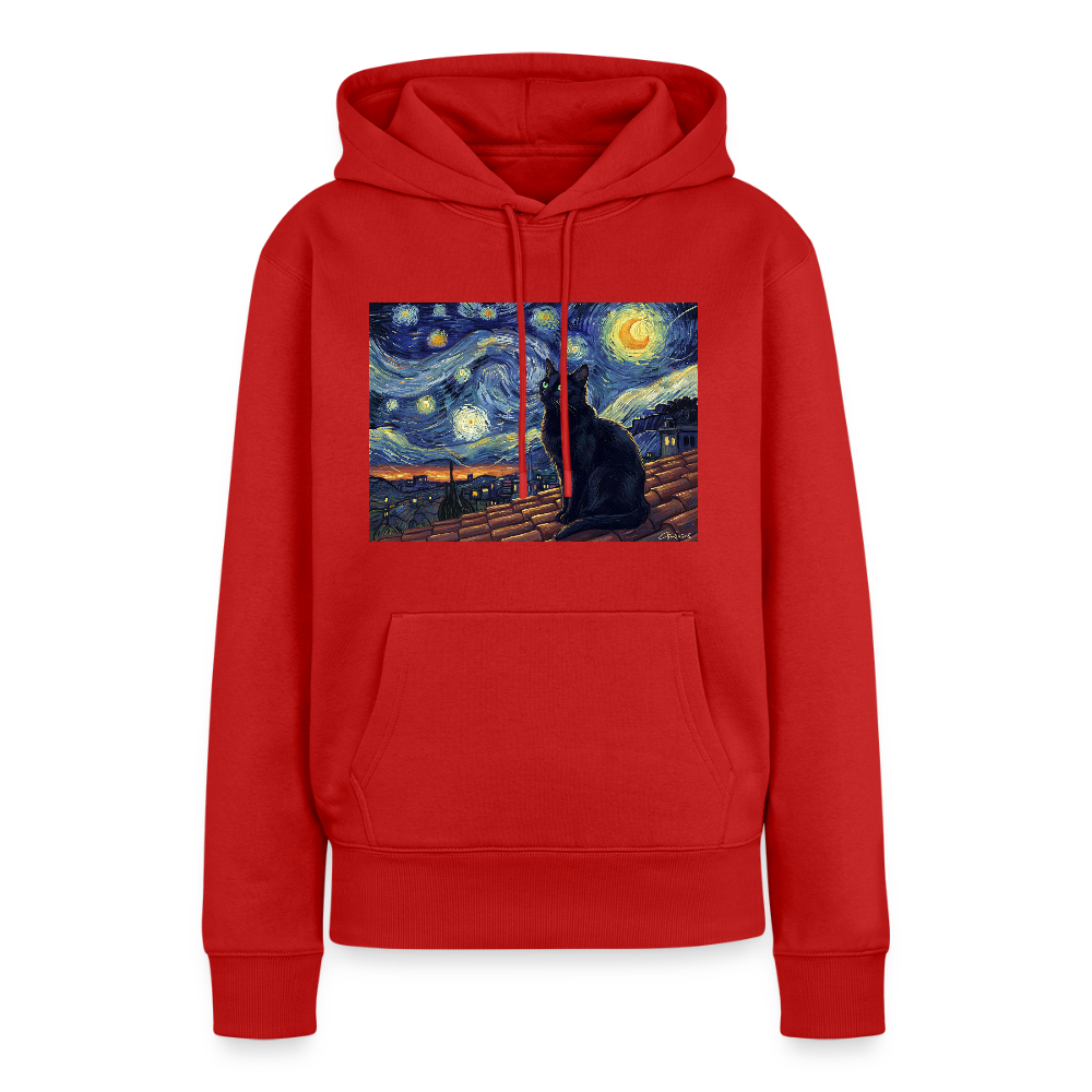 Sternennacht… aber die Katze denkt nach | Frauen Premium Hoodie - Rot