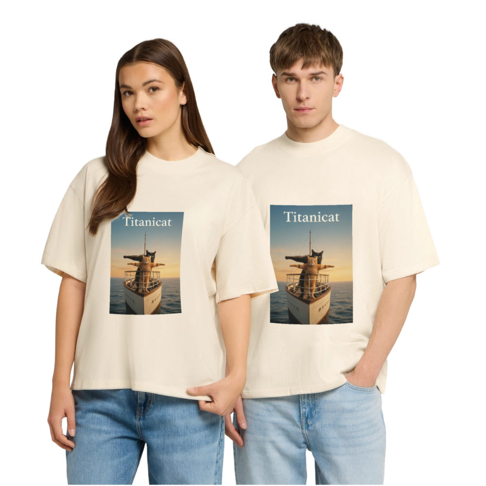 Titanicat – Ich bin der König der Kratzbäume | Stanley/Stella Oversized Unisex Bio T-Shirt Blaster - Natur