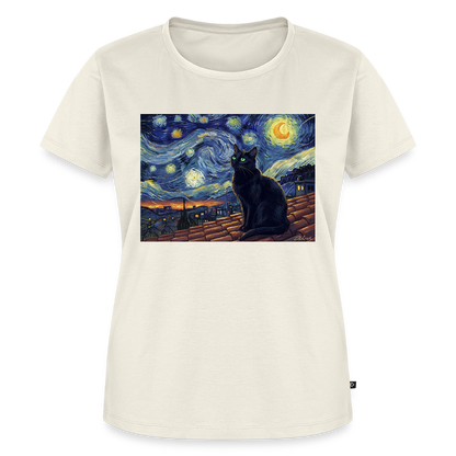 Sternennacht… aber die Katze denkt nach | Frauen Premium T-Shirt - Naturweiß