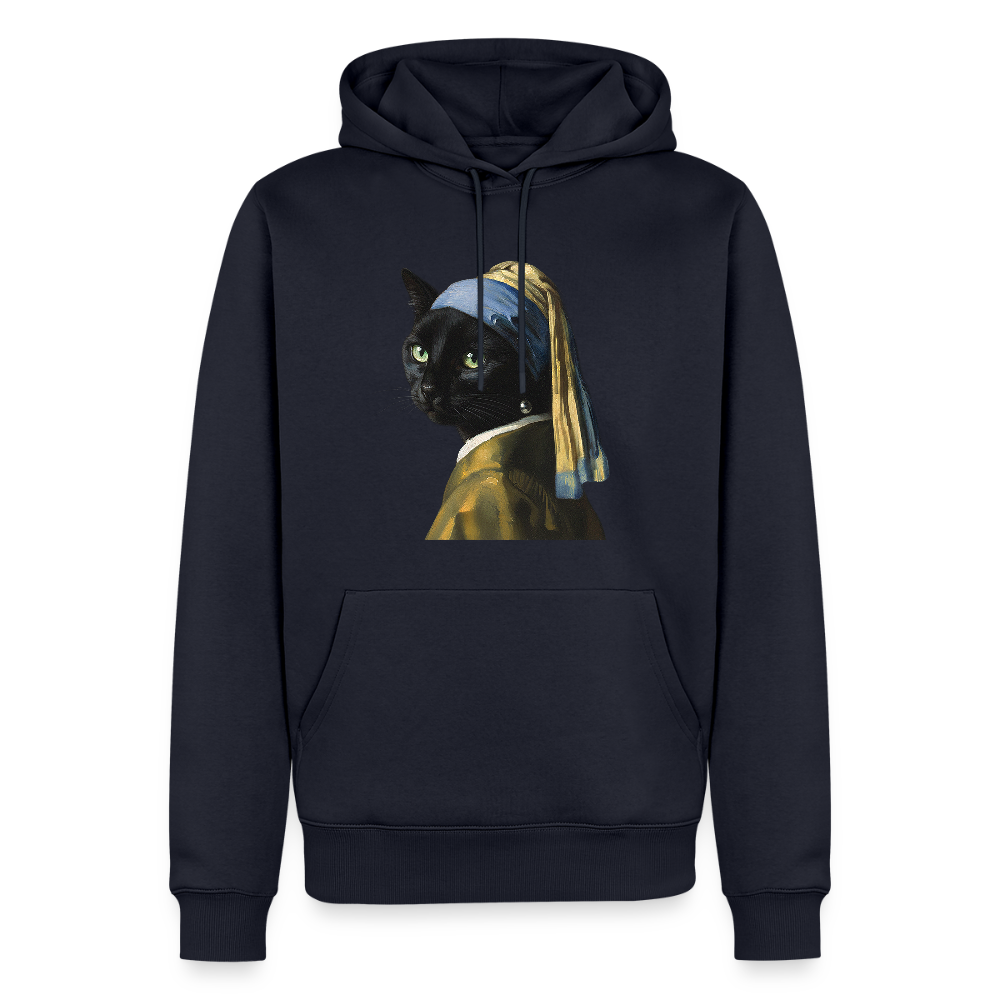 Das Mädchen mit dem Perlenohrring… aber es ist eine Katze | Männer Premium Hoodie - Navy
