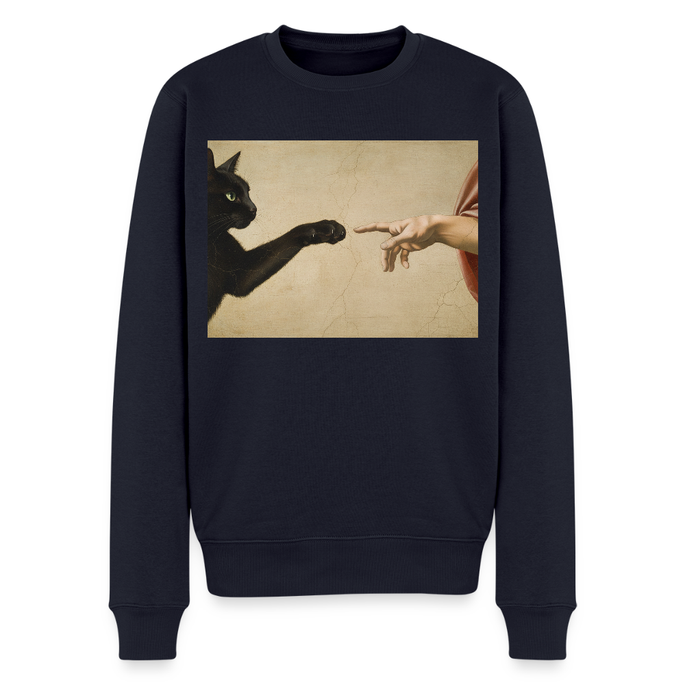 Die Erschaffung Adams… aber die Katze war schneller |  Männer Premium Pullover - Navy
