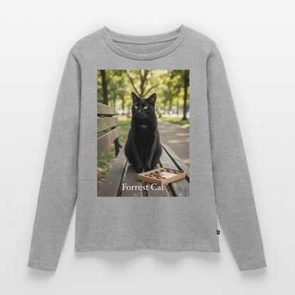Forrest Cat – Krümel wartet | Frauen Premium Bio Langarmshirt - Grau meliert