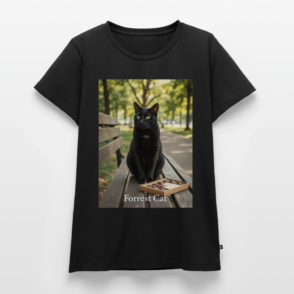 Forrest Cat – Krümel wartet | Frauen Premium T-Shirt - Schwarz