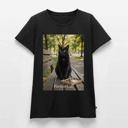 Forrest Cat – Krümel wartet | Frauen Premium T-Shirt - Schwarz