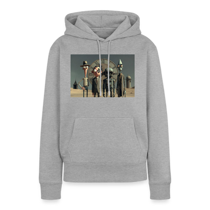 Pünktlich zu spät – Die seltsame Gesellschaft | Frauen Premium Hoodie - Grau meliert