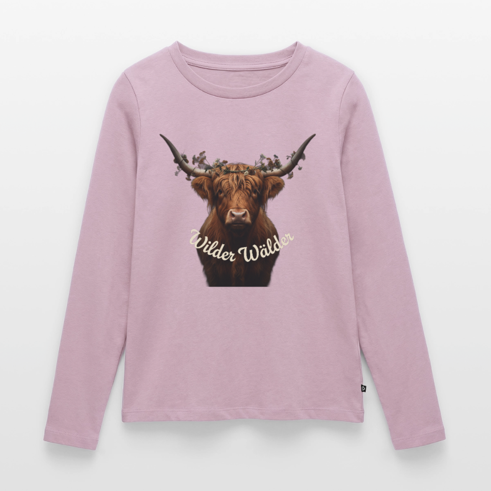 Wilder Wälder – Schwarzwald Highland Rind | Frauen Premium Bio Langarmshirt - Altrosa