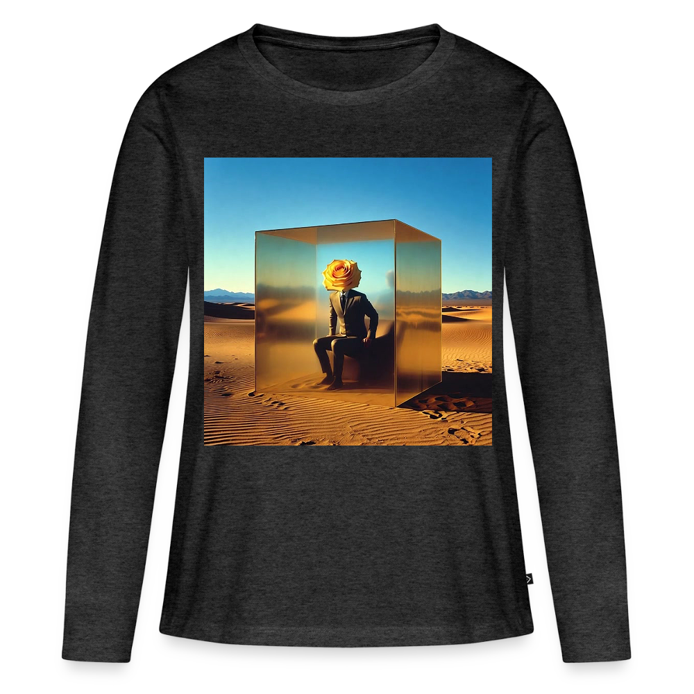 Gefühle unter Glas | Frauen Premium Bio Langarmshirt - Anthrazit meliert