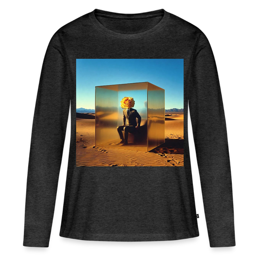 Gefühle unter Glas | Frauen Premium Bio Langarmshirt - Anthrazit meliert