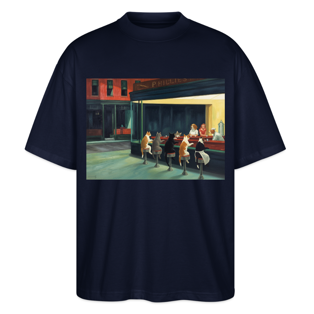 Wenn Hopper Katzen gemalt hätte | Stanley/Stella Oversized Unisex Bio T-Shirt Blaster - Navy