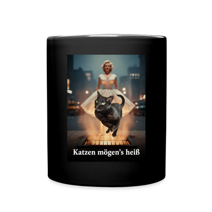 Katzen mögen’s heiß | Tasse einfarbig - Schwarz