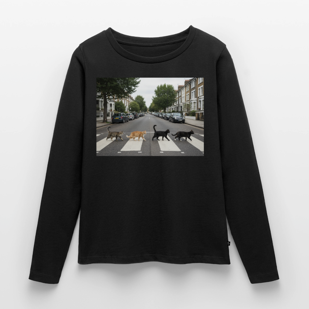 The Purrfect Crossing – Wir waren vor der Band da | Frauen Premium Bio Langarmshirt - Schwarz