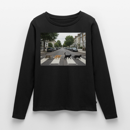 The Purrfect Crossing – Wir waren vor der Band da | Frauen Premium Bio Langarmshirt - Schwarz