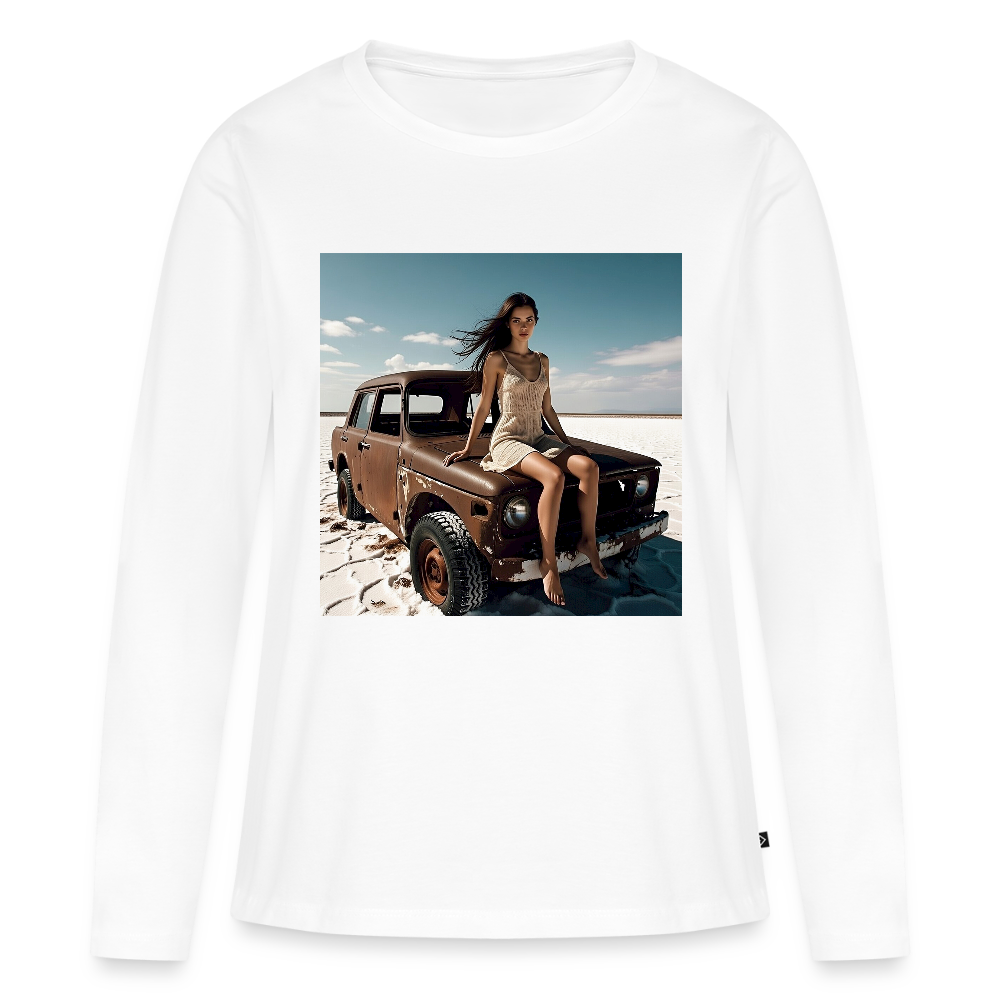 Warten auf irgendwas | Frauen Premium Bio Langarmshirt - Weiß