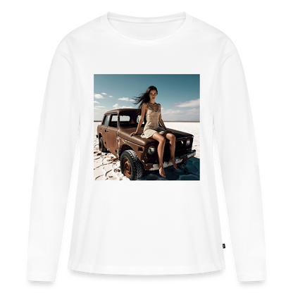 Warten auf irgendwas | Frauen Premium Bio Langarmshirt - Weiß