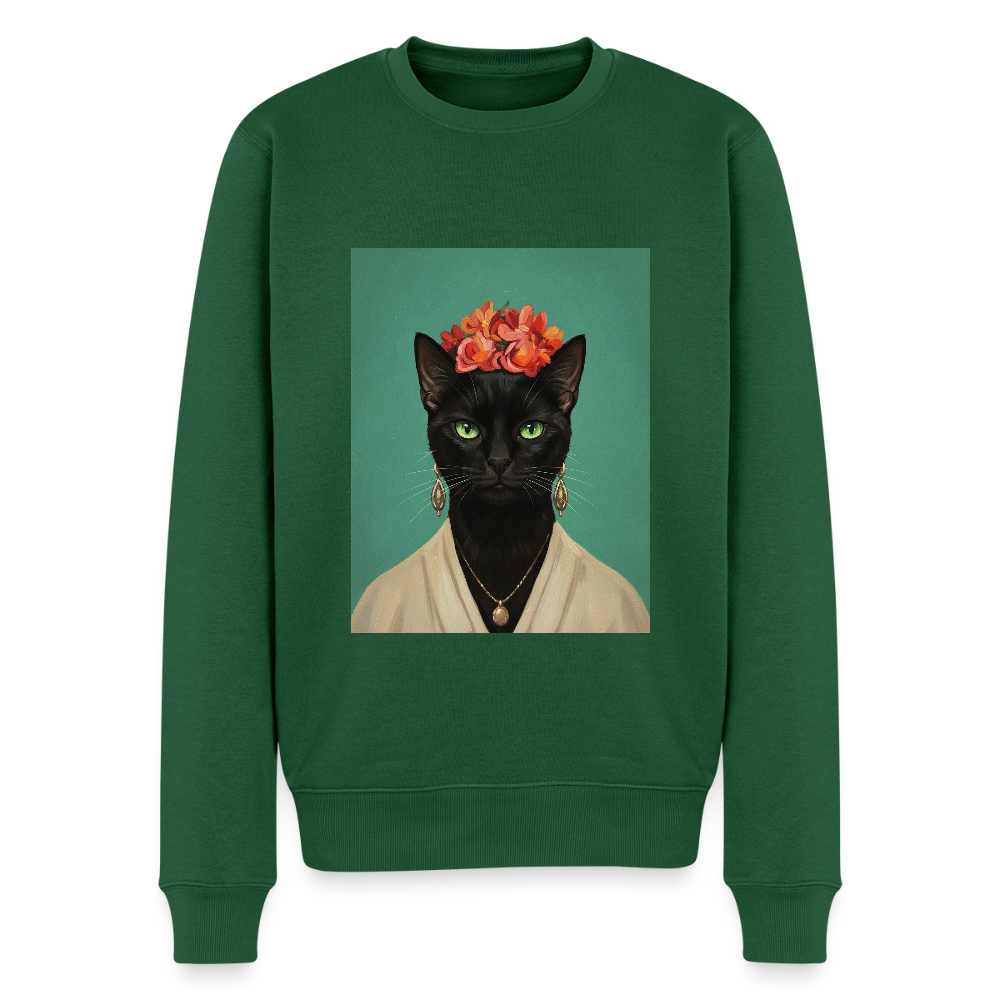 Frida Katze – Künstlerisches Katzenporträt | Men’s Premium Sweatshirt - bottle green