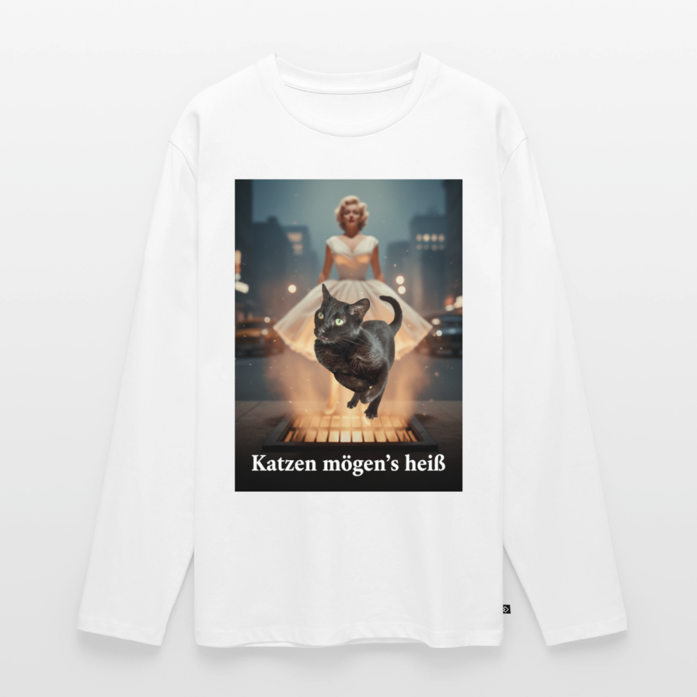Katzen mögen’s heiß | Männer Premium Bio Langarmshirt - Weiß