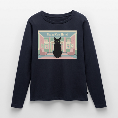 Grand Hotel Krümel | Frauen Premium Bio Langarmshirt - Navy
