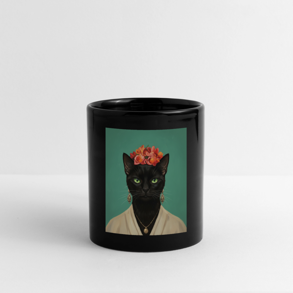 Künstlerisches Katzenporträt | Tasse - Schwarz