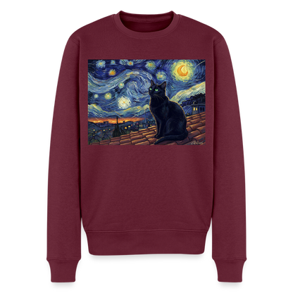 Sternennacht… aber die Katze denkt nach |  Männer Premium Pullover - Burgunderrot