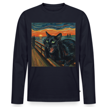 Der Schrei… aber die Katze hat’s zuerst gemerkt | Männer Premium Bio Langarmshirt - Navy