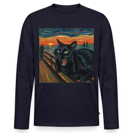 Der Schrei… aber die Katze hat’s zuerst gemerkt | Männer Premium Bio Langarmshirt - Navy