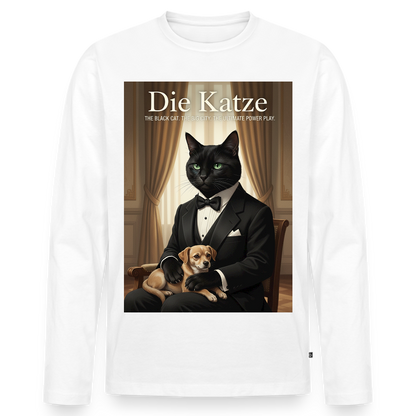 Die Katze – Krümel regelt das | Männer Premium Bio Langarmshirt - Weiß